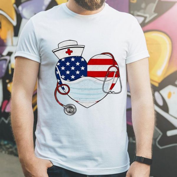 American Flag Nurse Stethoscope Heart shirt