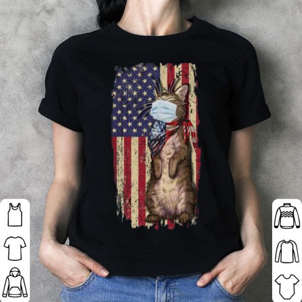 Cat Mask American Flag Quarantine shirt