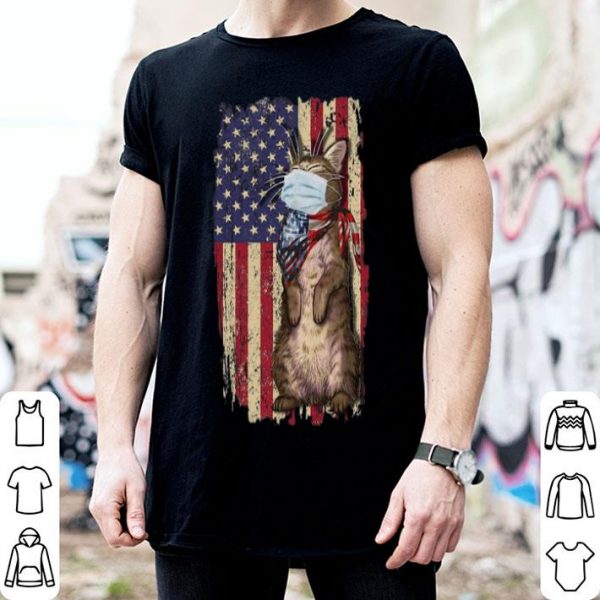 Cat Mask American Flag Quarantine shirt