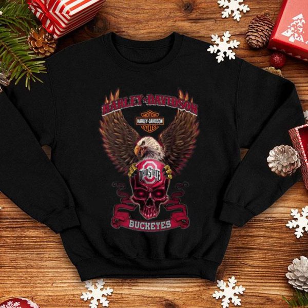 Motor Harley Davidson Cycles Skull Ohio State Buckeyes shirt