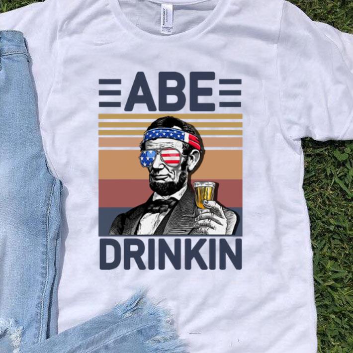 Vintage Abe Drinkin Abe Lincoln Drink Beer Independence Day shirt