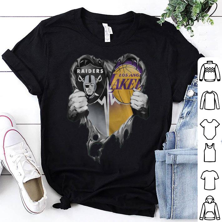 Las Vegas Raiders And Los Angeles Lakers Blood Inside Me Heart shirt
