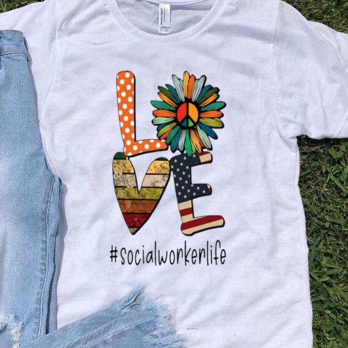 Love Hippie Sunflower American Flag Social Worker Life shirt