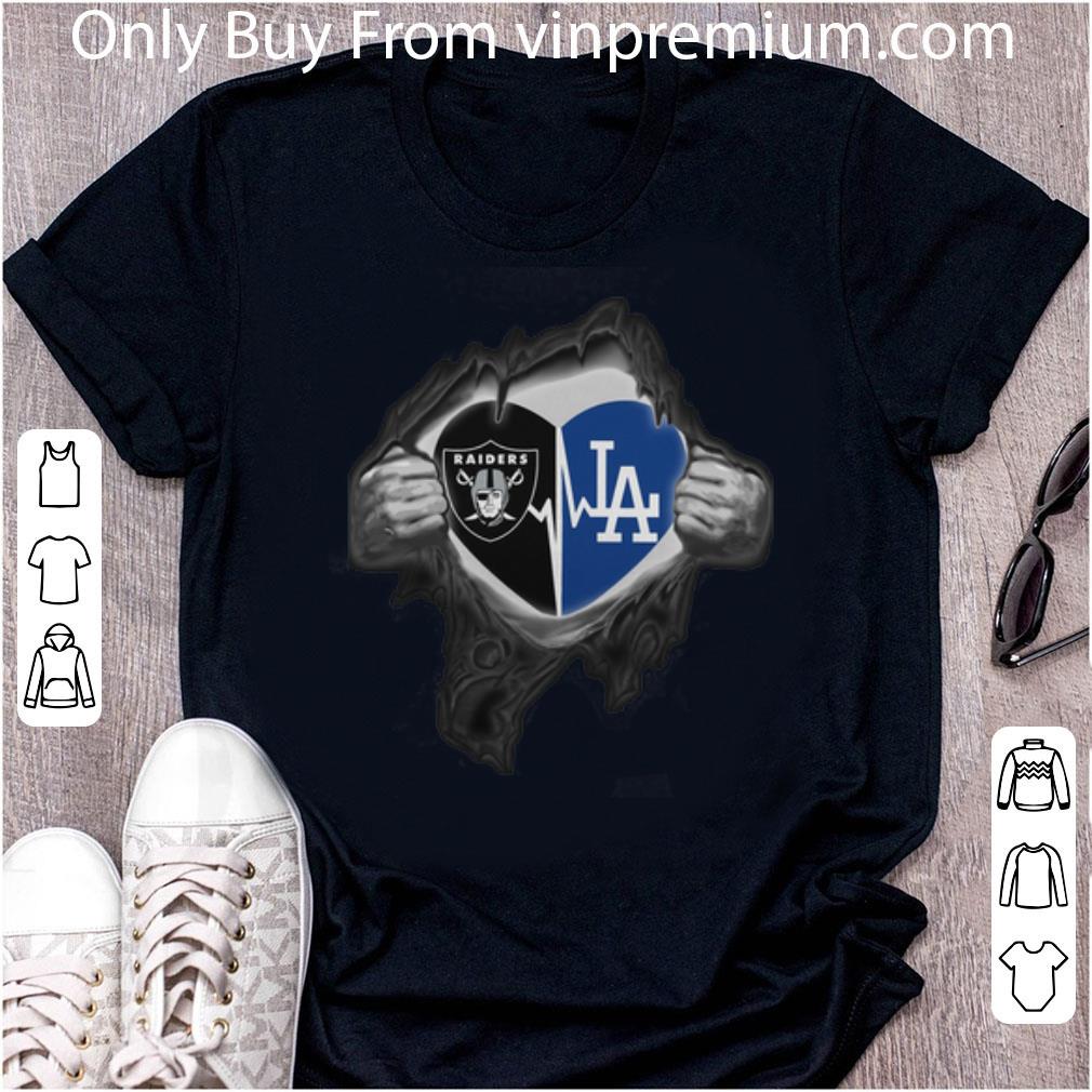 Awesome Oakland Raiders Inside My Heart Los Angeles Dodgers shirt