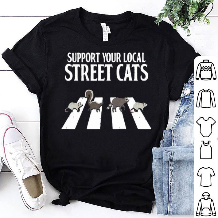 Support Your Local Street Cats Parody Racoon Skunk Opossum Abbey Road shirt