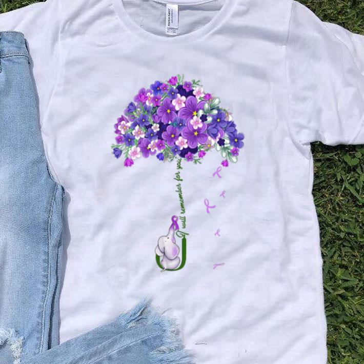 Elephant Flower I Will Remenber For You Alzheimer’s Awareness shirt