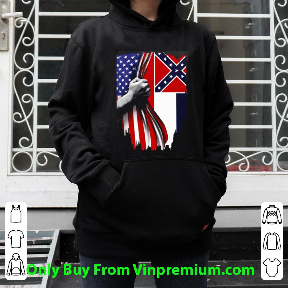 Nice Hand Mississippi Inside American Flag 4th Of July shirt