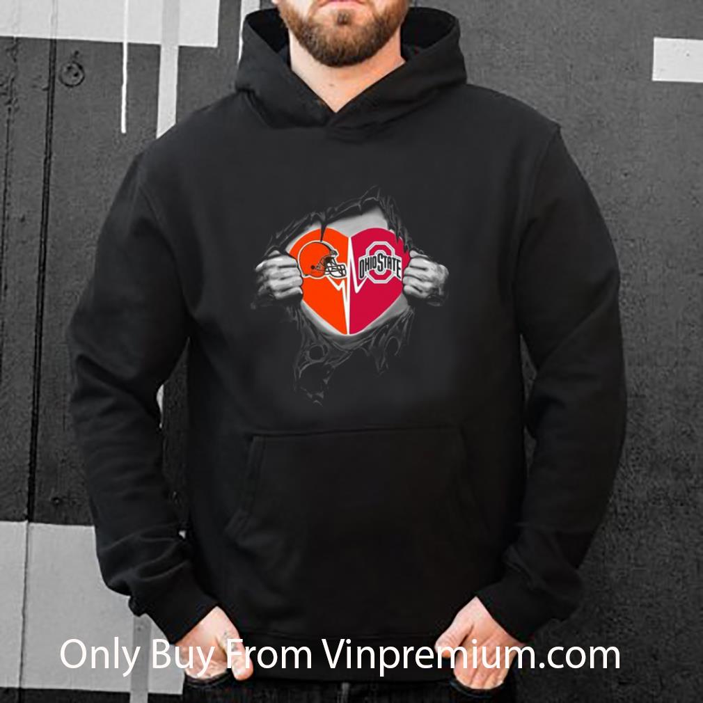 Awesome Insides Me Cleveland Browns And Ohio State Buckeyes Heartbeat shirt