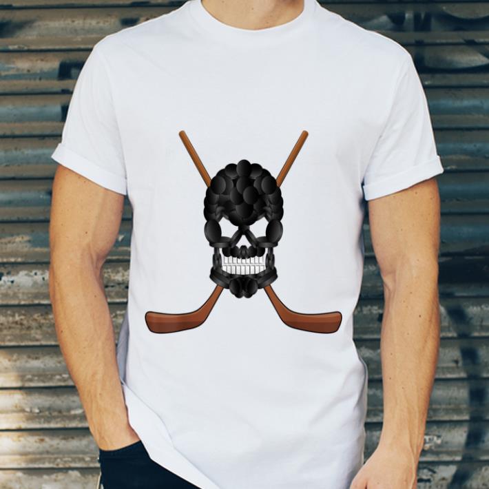 Official Skeleton Ice Hockey Puck Skull With Hockey Stick Halloween shirt