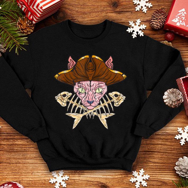 Awesome Sphynx Pirate Jolly Roger Crossbones Cat Skull Halloween shirt