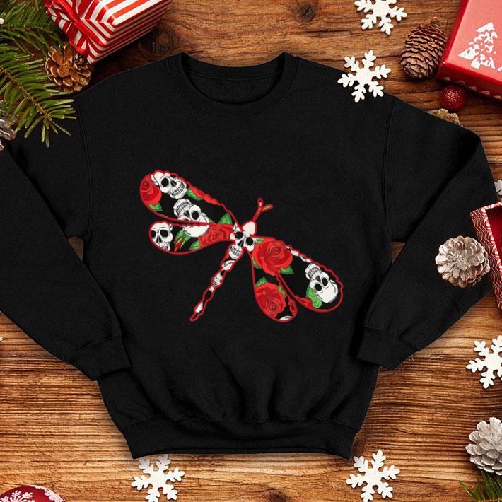Pretty Dragonfly Skull And Rose Halloween Dragonfly Lover shirt