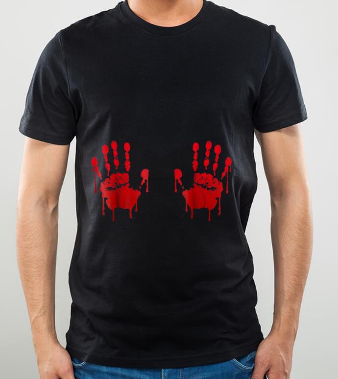 Official Blood Hand prints on boobs Halloween shirt
