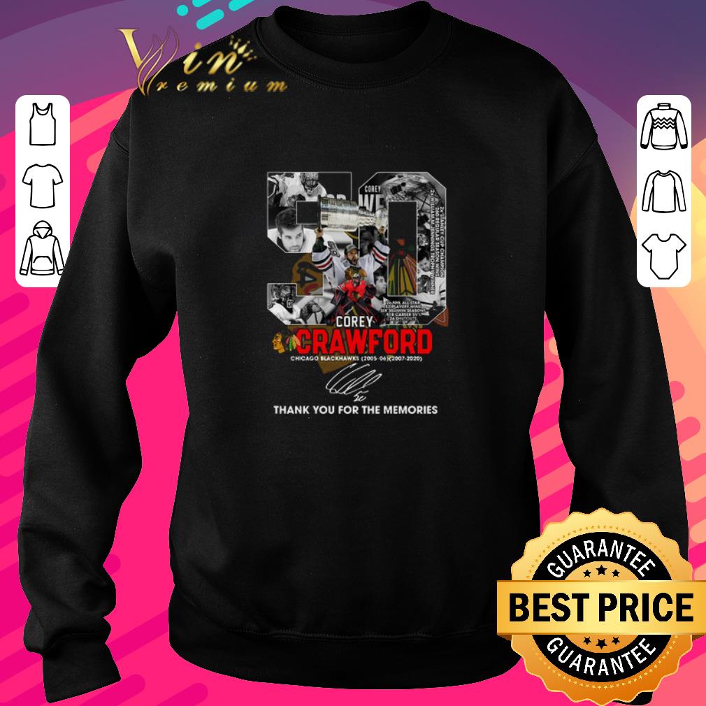 Hot 50 Corey Crawford Chicago Blackhawks 2005 06 2007 2020 Thank You For The Memories Signature shirt