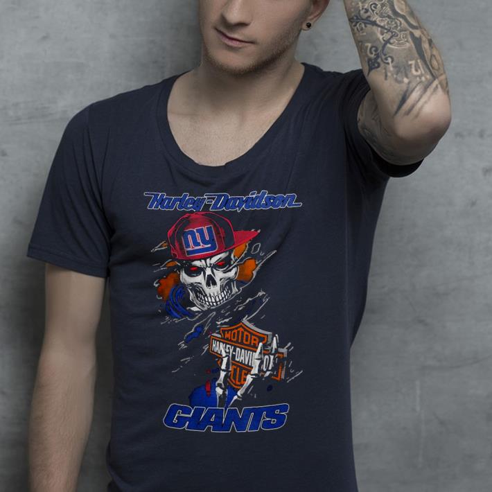 Nice Skull Motor Harley Davidson New York Giants Shirt