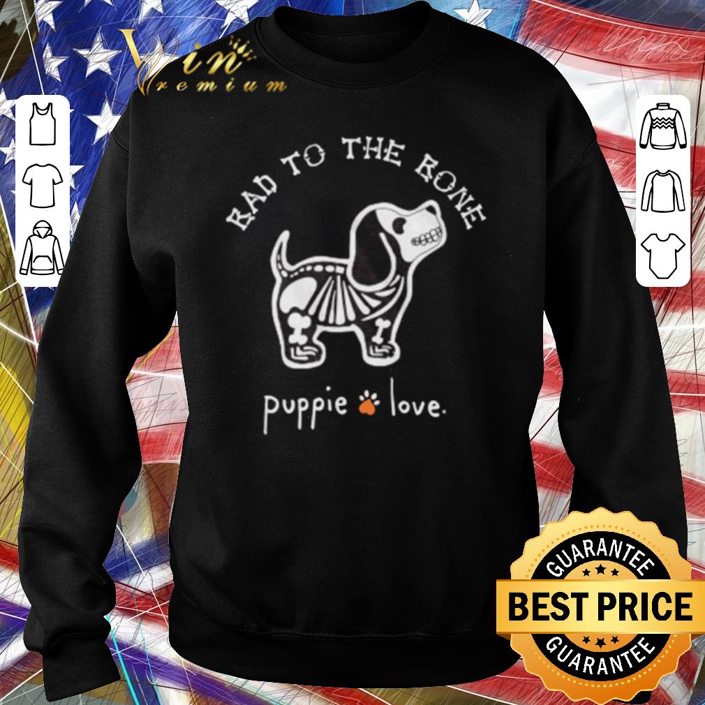 Hot Halloween Dog skeleton bad to the bone puppie love shirt