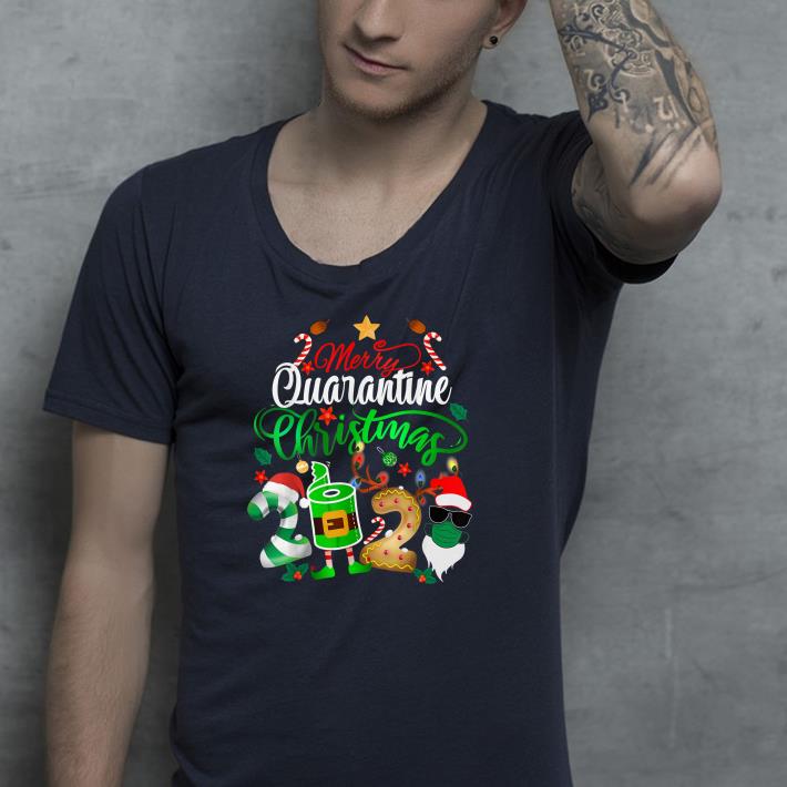 Nice Merry Quarantine Christmas 2020 Elf Santa Claus Face Mask Shirt