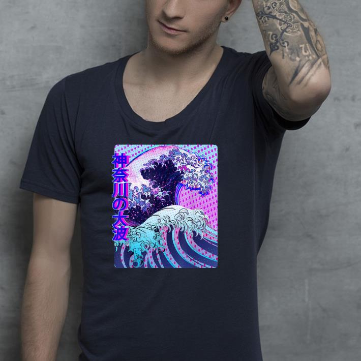 Nice Japanese Great Kanagawa Wave Glitch Aesthetic Kanji Shirt