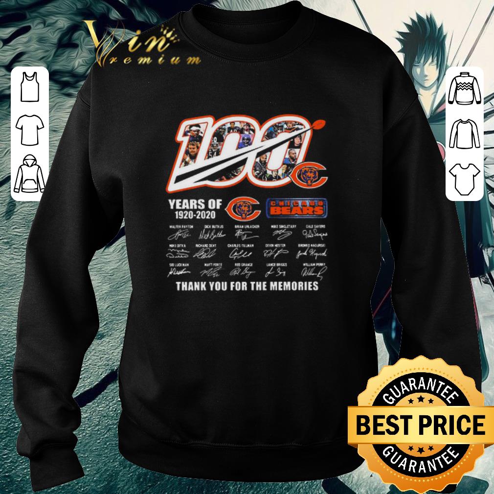 Awesome 100 Chicago Bears Years Of 1920 2020 Thank You For The Memories Signatures shirt
