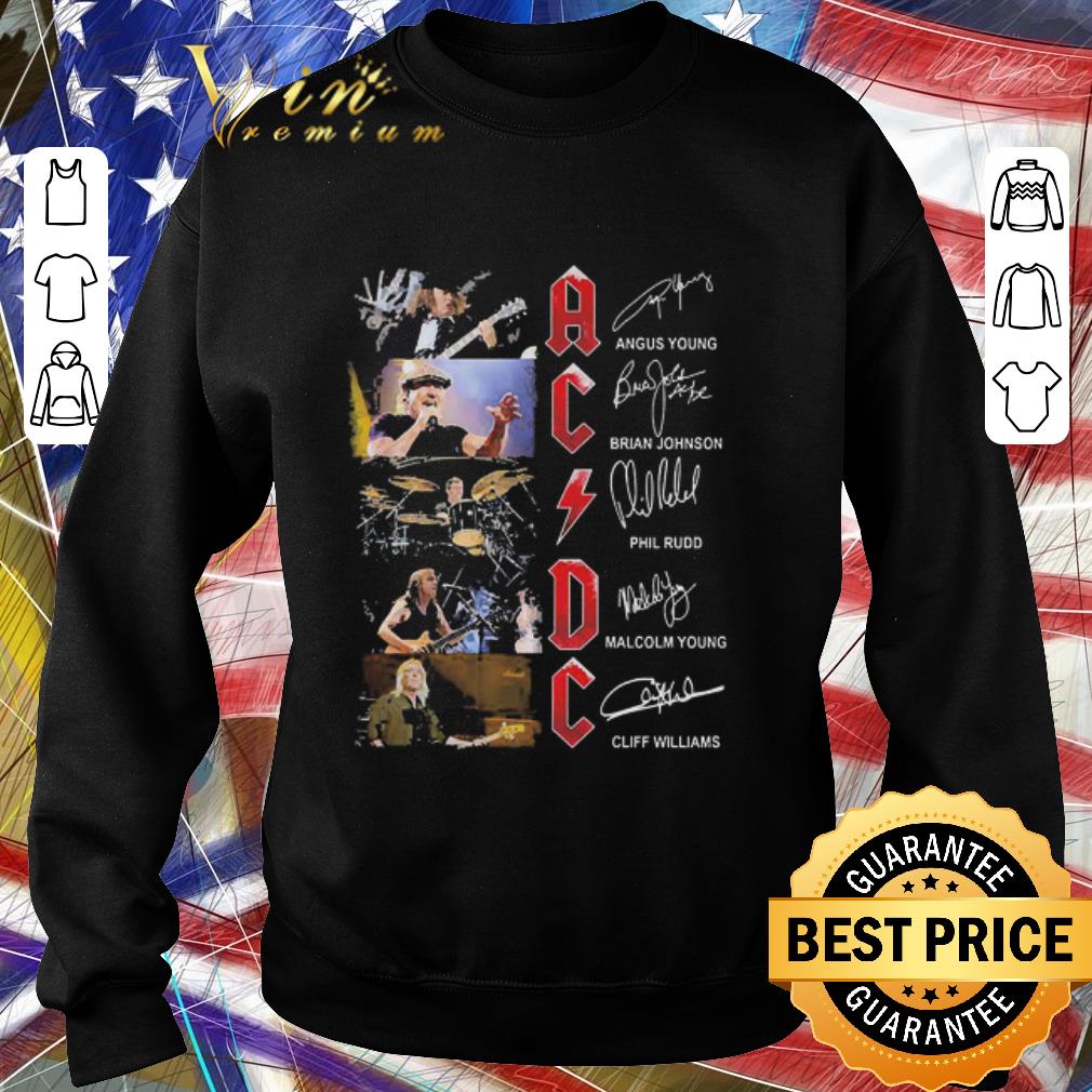Original ACDC Angus Young Brian Johnson Phil Rudo Malcolm Young Cliff Williams Signatures shirt