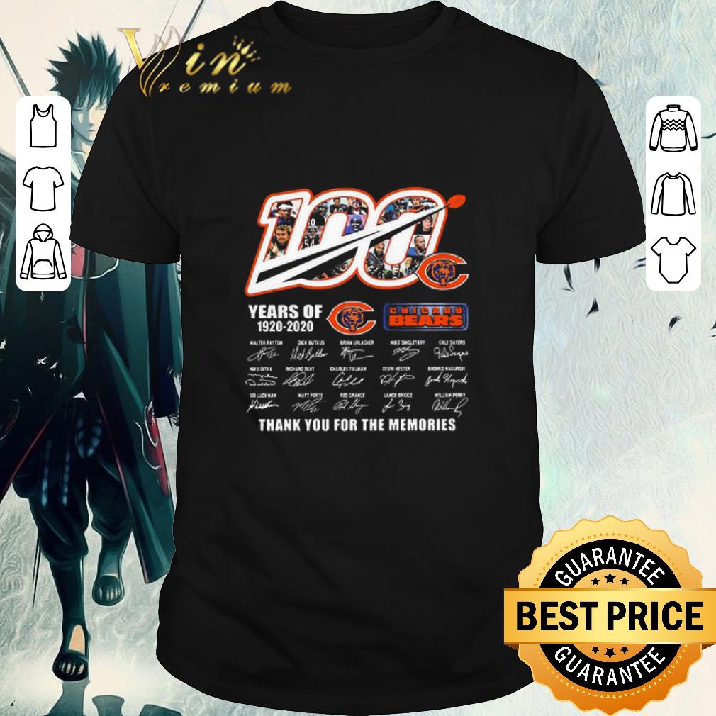 Awesome 100 Chicago Bears Years Of 1920 2020 Thank You For The Memories Signatures shirt