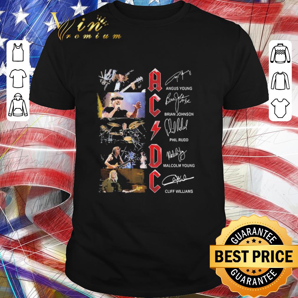 Original ACDC Angus Young Brian Johnson Phil Rudo Malcolm Young Cliff Williams Signatures shirt