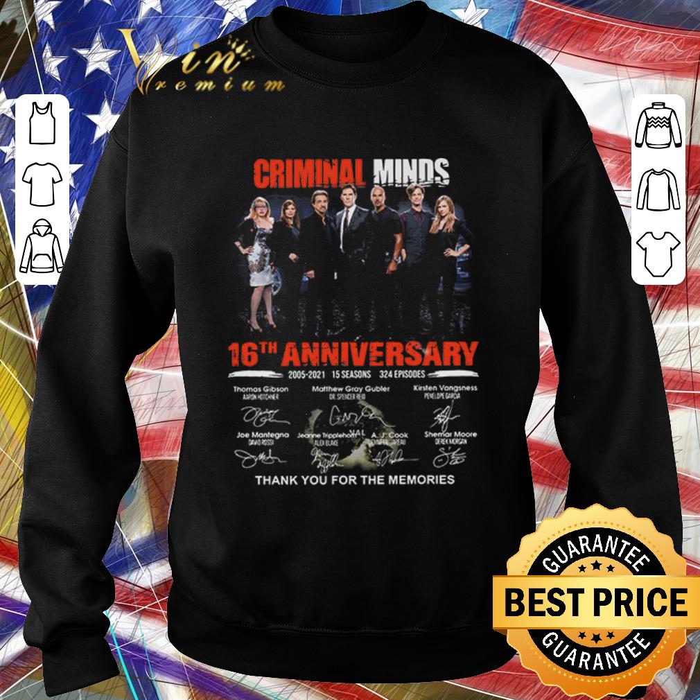 Pretty Criminal Minds 16th Anniversary 2005 2021 15 Seasons 324 Episodes Thank You For The Memories Signatures shirt