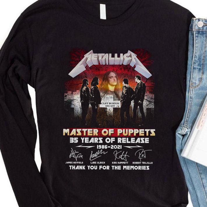 Hot Metallica Cliff Burton Master Of Puppets 35 Years Of Release 1986-2021 Signed shirt