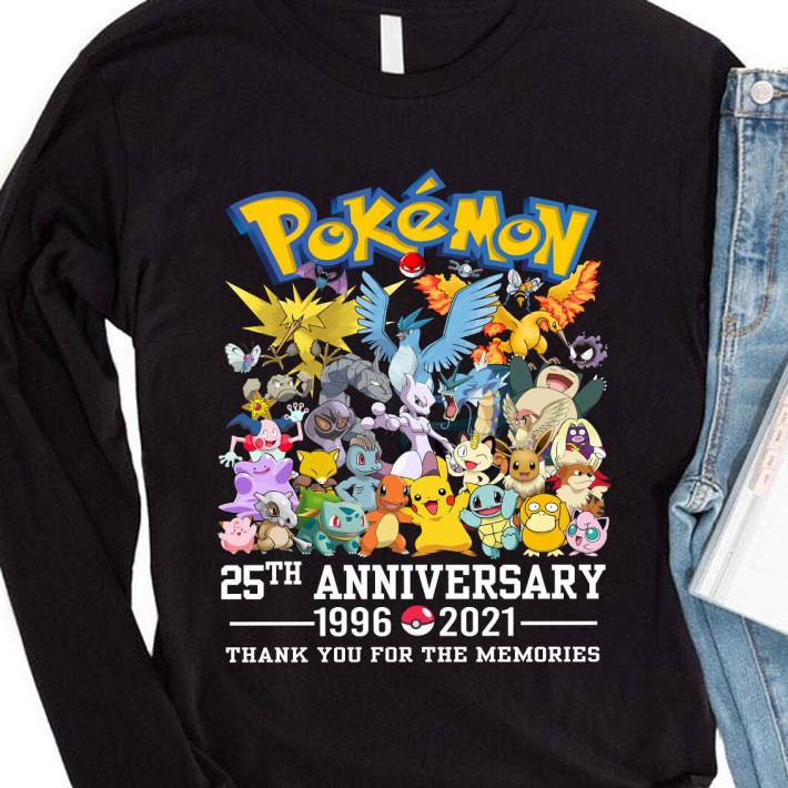 Awesome Anime Pokemon 25th anniversary 1996-2021 thank you for the memories shirt 1 Anime Pokemon 25th anniversary 1996-2021 thank you for the memories shirt
