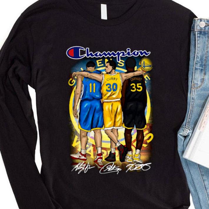 Official Champion Golden State Warriors Stephen Curry Klay Thompson Kevin Durant Signatures Shirt 1 Champion Golden State Warriors Stephen Curry Klay Thompson Kevin Durant Signatures Shirt