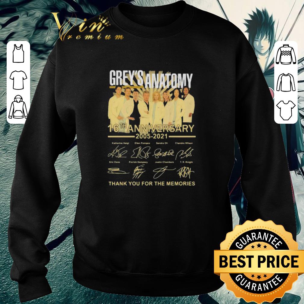 Nice Grey's Anatomy 16th anniversary 2005-2021 thank you for the memories shirt