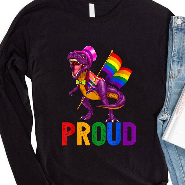 Dinosaur T Rex LGBT Gay Pride Gift Flag shirt