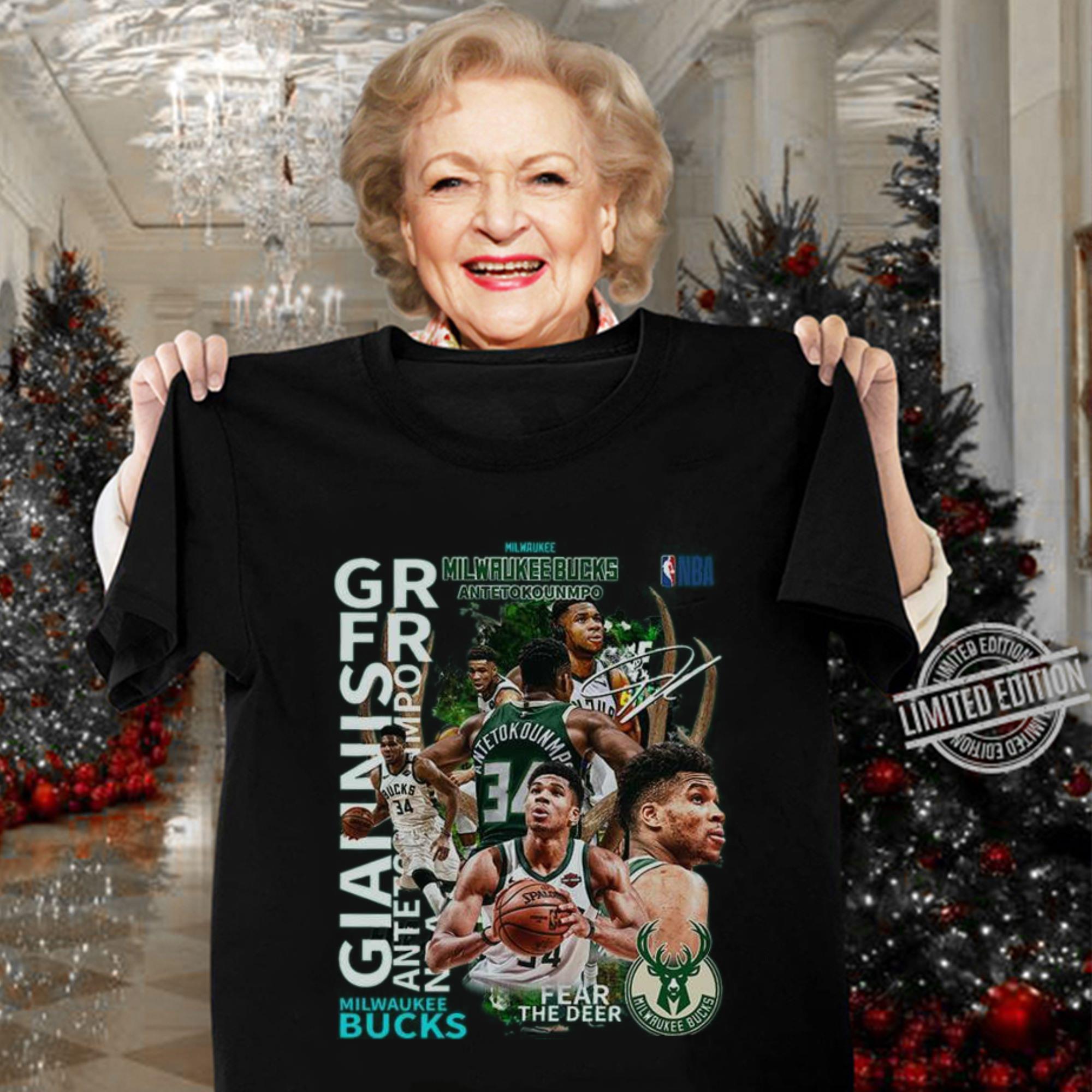 Official NBA Milwaukee Bucks 34 Giannis Antetokounmpo Fear The Deer Signature Shirt 3 NBA Milwaukee Bucks 34 Giannis Antetokounmpo Fear The Deer Signature Shirt