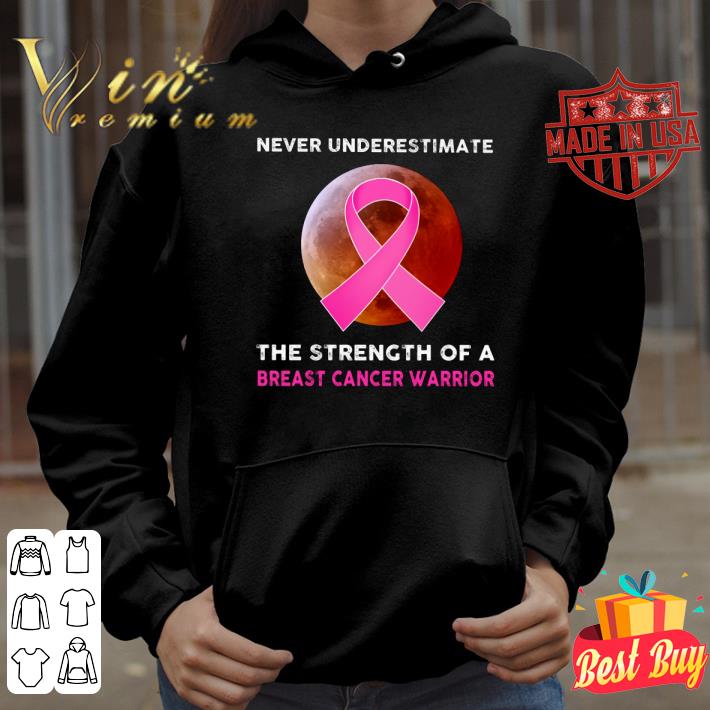 Funny Never Underestimate The Strength Of A Breast Cancer Warrior Ribbon Moon Shirt 1 Never Underestimate The Strength Of A Breast Cancer Warrior Ribbon Moon Shirt