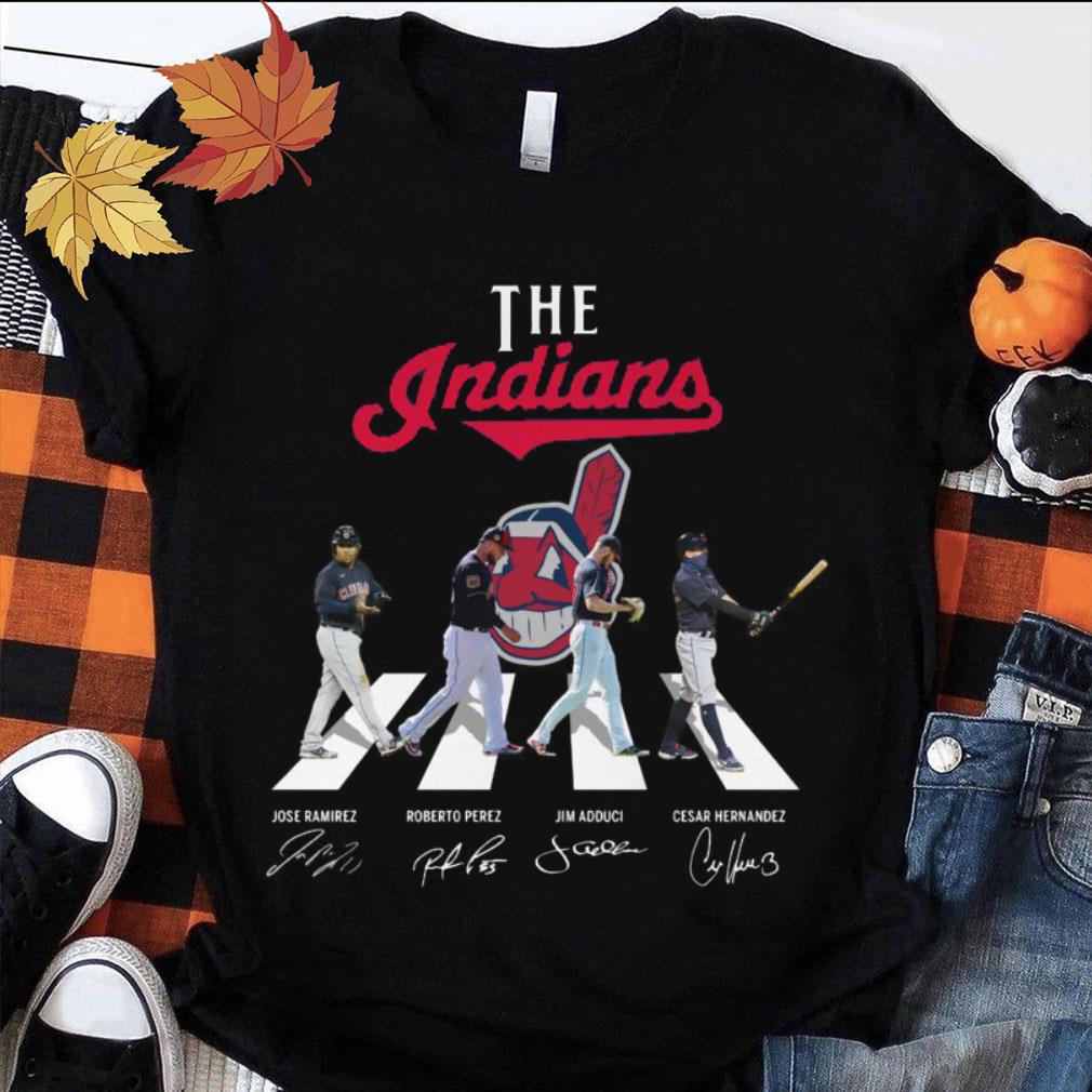 The Indians Abbey Road Signatures Shirt, Cleveland Indians, Jose Ramirez, Roberto Perez, Jim Adduci, Cesar Hernandez