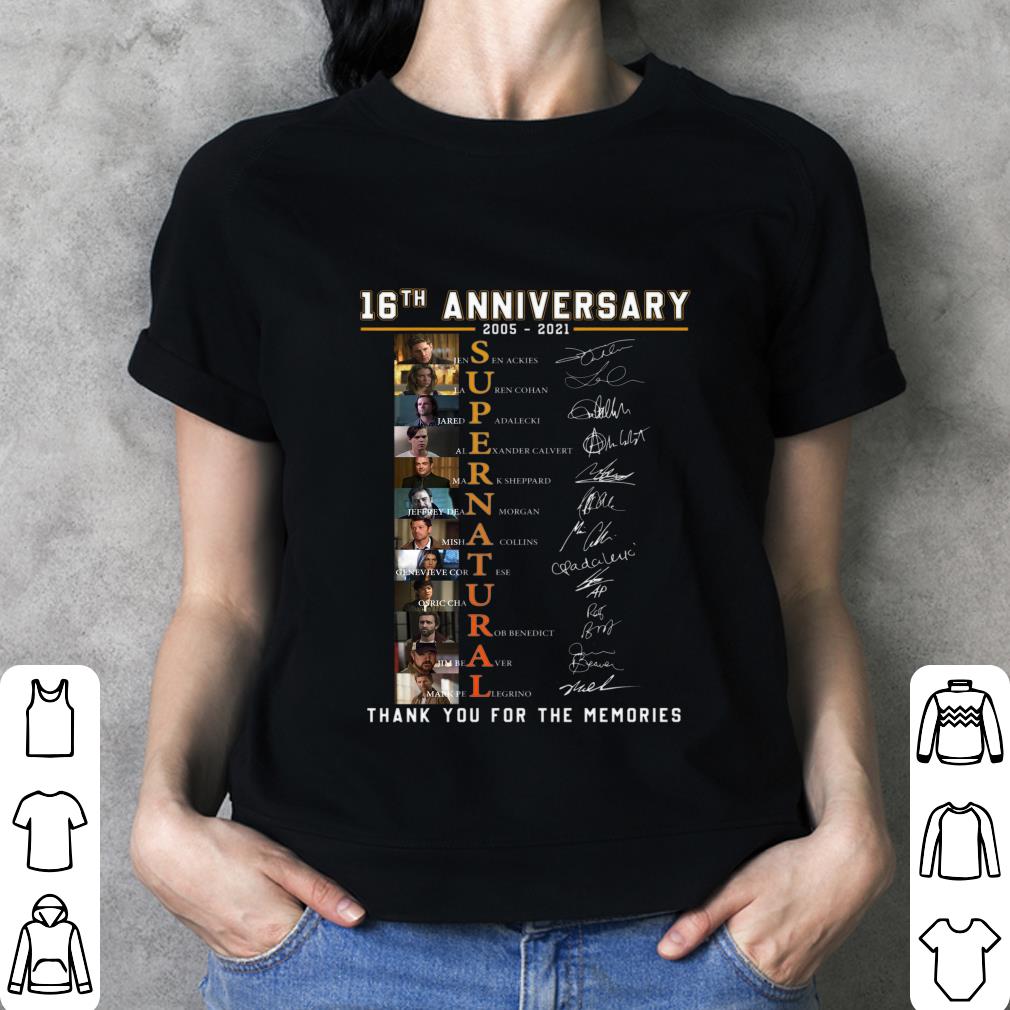 Funny 16th Anniversary Supernatural Tv Show 2005-2021 Thank You For The Memories Signatures Shirt 3 16th Anniversary Supernatural Tv Show 2005-2021 Thank You For The Memories Signatures Shirt