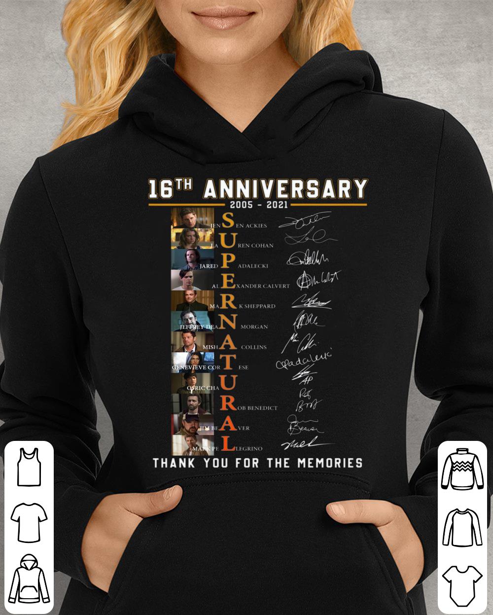 Funny 16th Anniversary Supernatural Tv Show 2005-2021 Thank You For The Memories Signatures Shirt 4 16th Anniversary Supernatural Tv Show 2005-2021 Thank You For The Memories Signatures Shirt