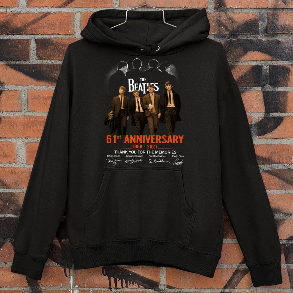 Best 2021 The Beatles 61st anniversary 1960-2021 thank you for the memories signatures shirt 4 2021 The Beatles 61st anniversary 1960-2021 thank you for the memories signatures shirt