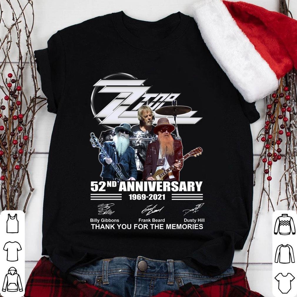 52nd anniversary Dusty Hill ZZ Top Band 1969-2021 signatures thank you for the memories shirt