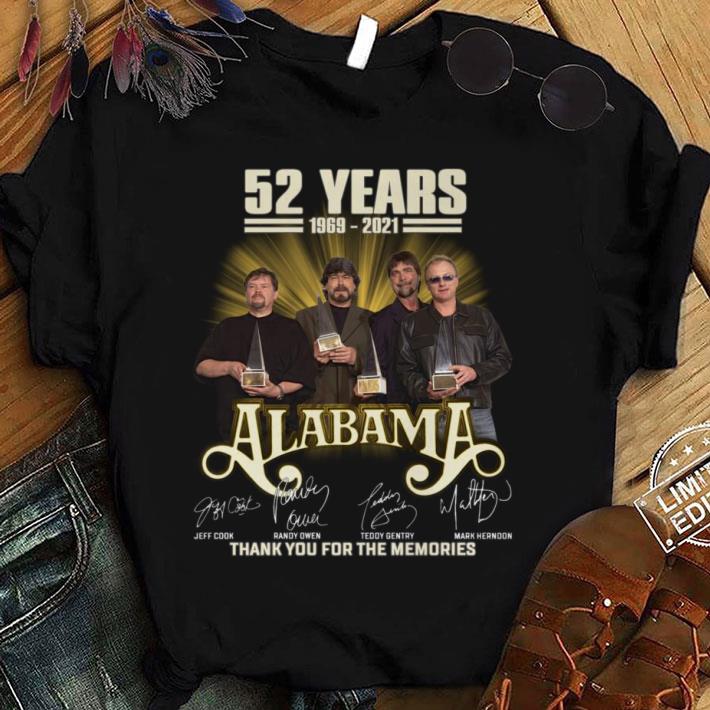 Awesome Alabama Band Rock 52 years 1969-2021 signatures thank you for the memories shirt 1 Alabama Band Rock 52 years 1969-2021 signatures thank you for the memories shirt