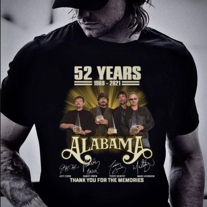 Awesome Alabama Band Rock 52 years 1969-2021 signatures thank you for the memories shirt 2 Alabama Band Rock 52 years 1969-2021 signatures thank you for the memories shirt