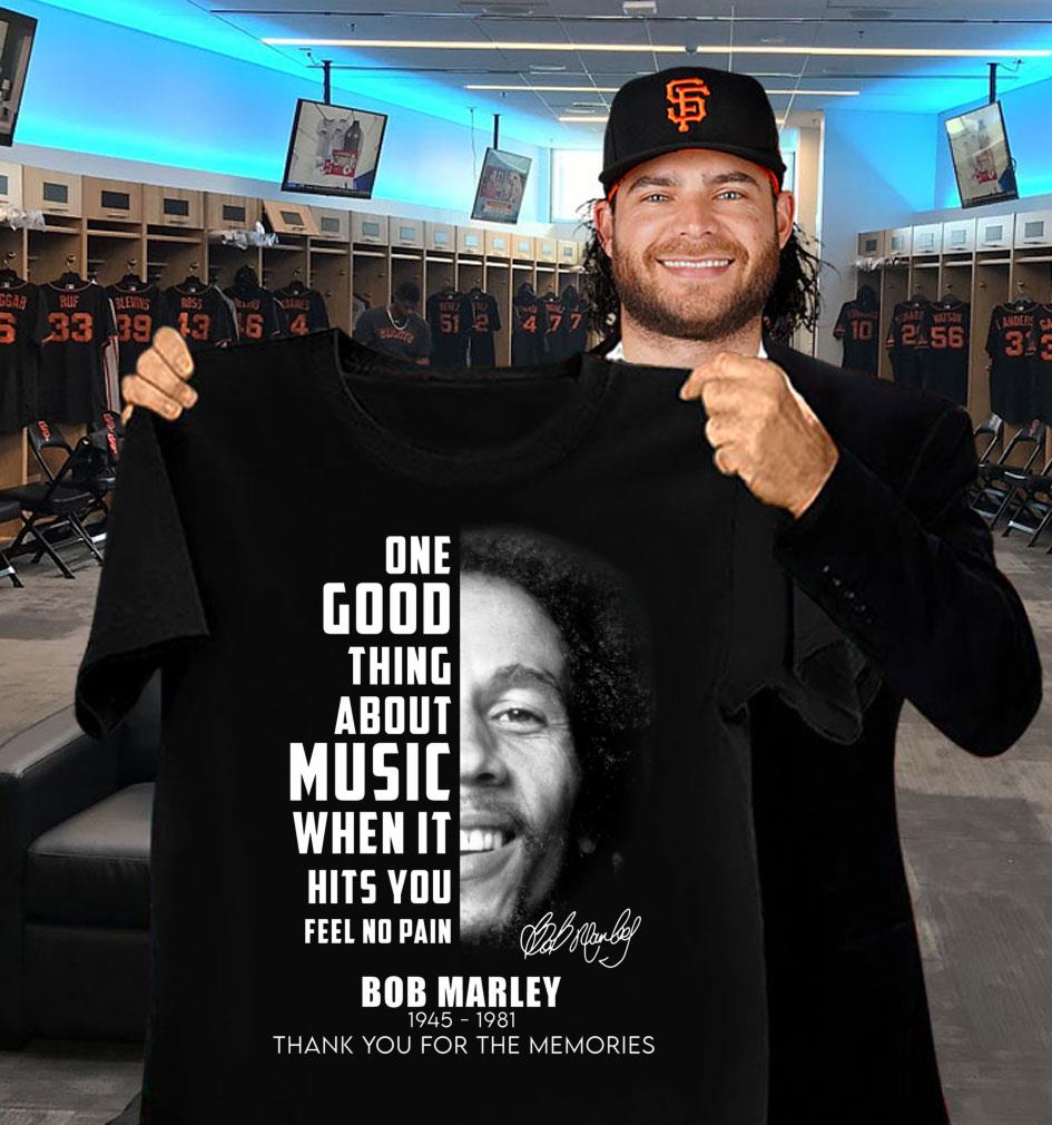 Official Bob Marley One Good Thing About Music When It Hits You Feel No Pain Shirt 2 Bob Marley One Good Thing About Music When It Hits You Feel No Pain Shirt