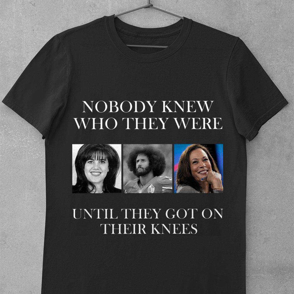 Premium Colin Kaepernick Kamala Harris Nobody Knew Who They Were Until They Got On Their Knees Shirt 1 Colin Kaepernick Kamala Harris Nobody Knew Who They Were Until They Got On Their Knees Shirt