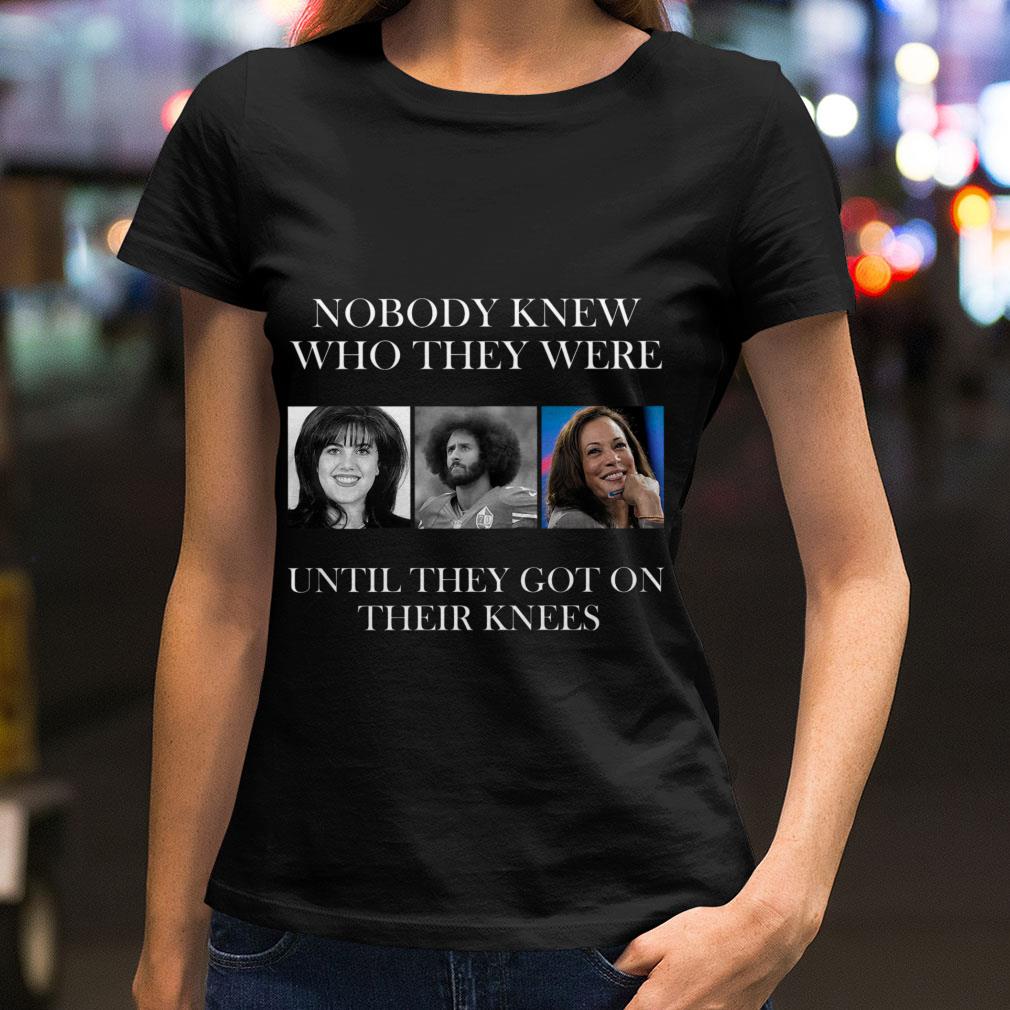 Premium Colin Kaepernick Kamala Harris Nobody Knew Who They Were Until They Got On Their Knees Shirt 2 Colin Kaepernick Kamala Harris Nobody Knew Who They Were Until They Got On Their Knees Shirt