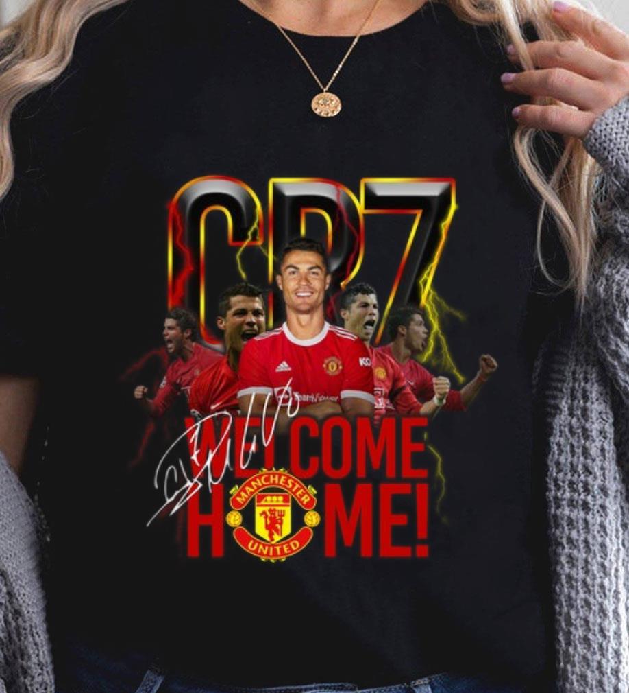 Awesome Cristiano Ronaldo CR7 Welcome Home Back To Man UTD Signature Shirt 2 Cristiano Ronaldo CR7 Welcome Home Back To Man UTD Signature Shirt