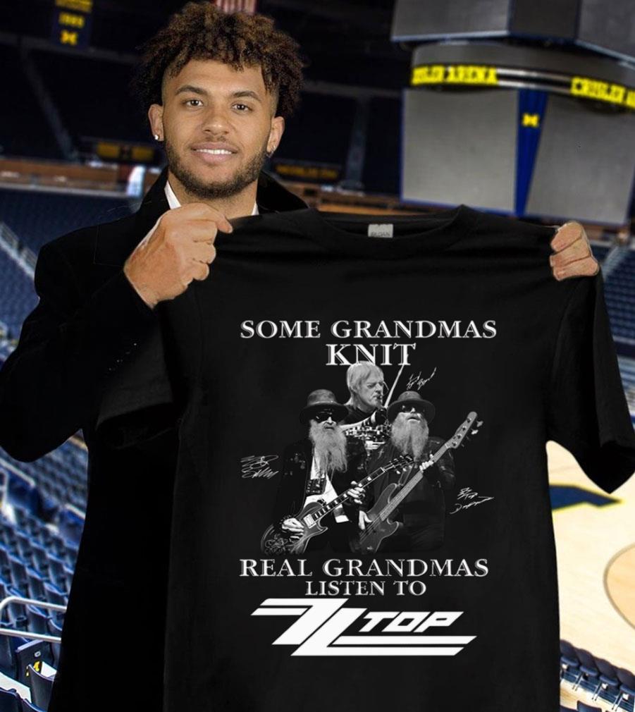 Dusty Hill Some Grandmas Knit Real Grandmas Listen To ZZ Top band Signatures Shirt