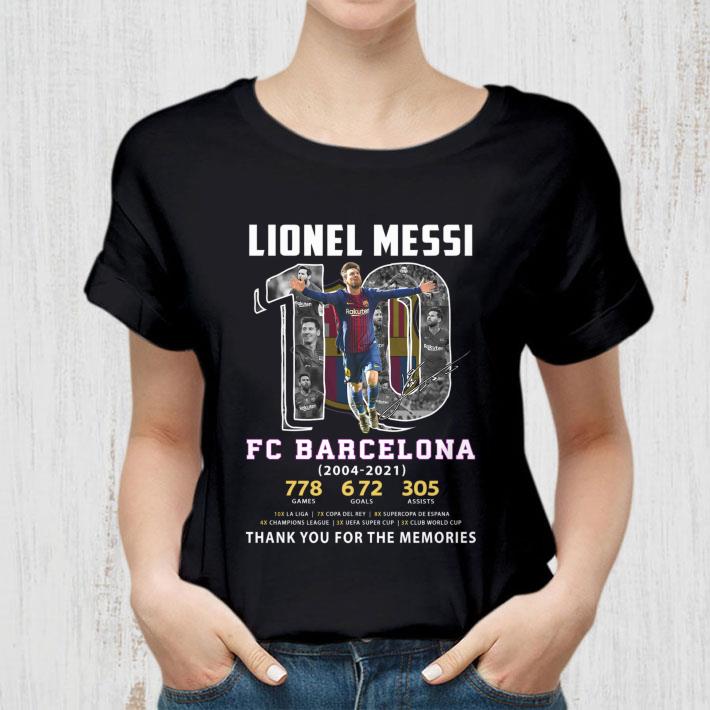 Premium Lionel Messi No. 10 FC Barcelona 2004-2021 778 games 672 goal 305 assists signature thank you for the memories shirt 2 Lionel Messi No. 10 FC Barcelona 2004-2021 778 games 672 goal 305 assists signature thank you for the memories shirt