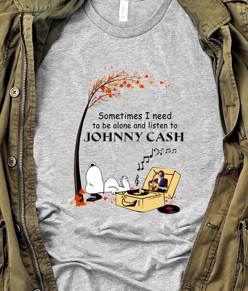 Best Peanuts Snoopy Sometime I Need To Be Alone And Listen To Johnny Cash Shirt