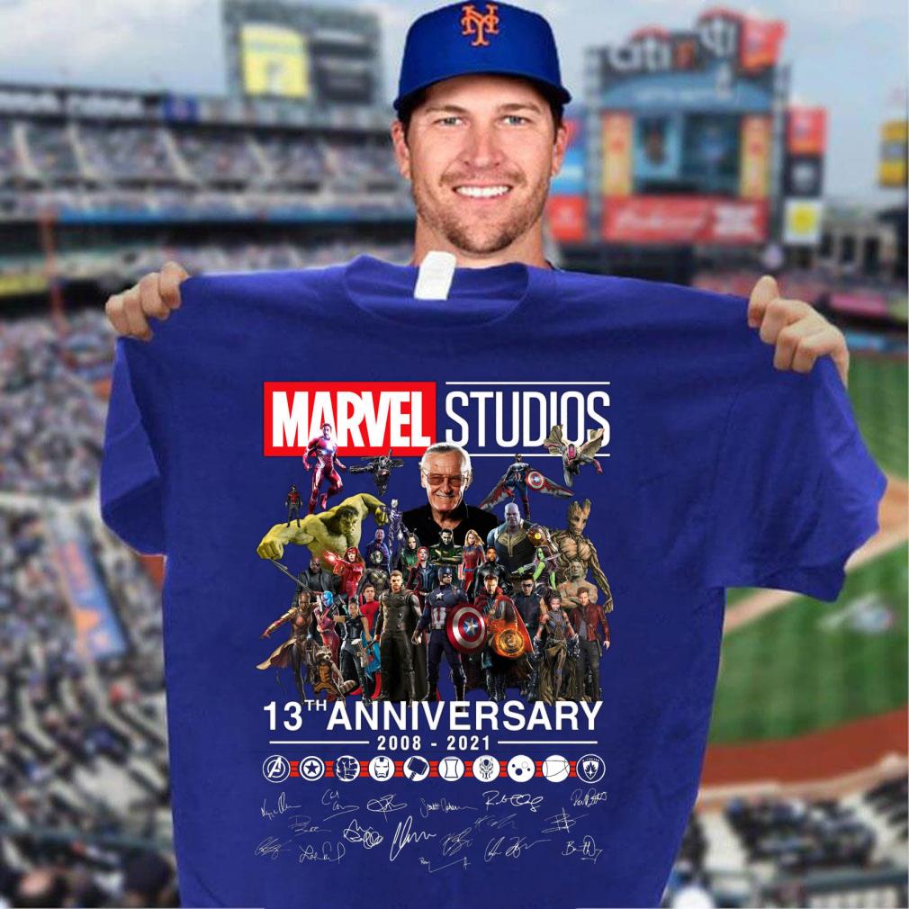 Funny Stan Lee Marvel Studios 13th anniversary 2008-2021 signatures shirt 3 Stan Lee Marvel Studios 13th anniversary 2008-2021 signatures shirt