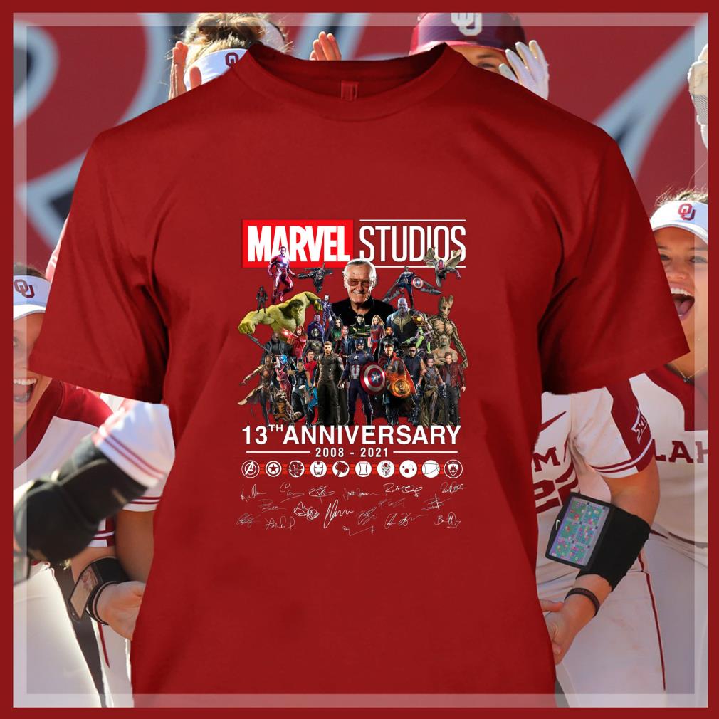 Funny Stan Lee Marvel Studios 13th anniversary 2008-2021 signatures shirt 4 Stan Lee Marvel Studios 13th anniversary 2008-2021 signatures shirt
