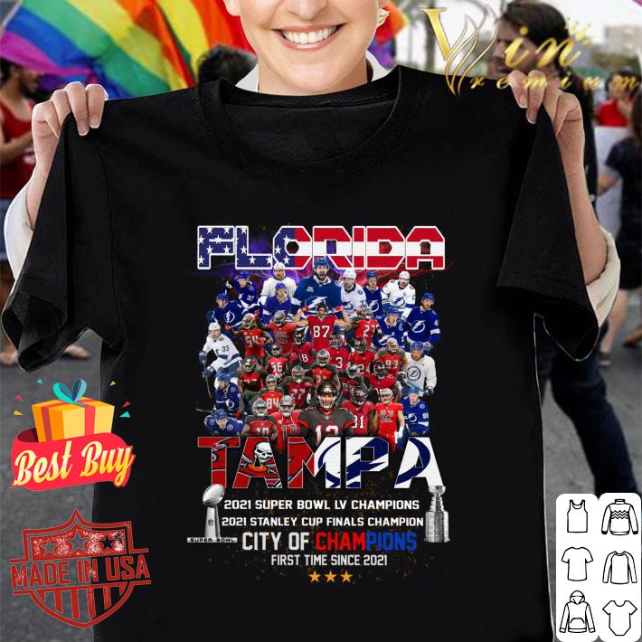 Official TB Buccaneers Lightning Florida 2021 Super Bowl Stanley Cup Tampa City Of Champions First Time Since 2021 Shirt